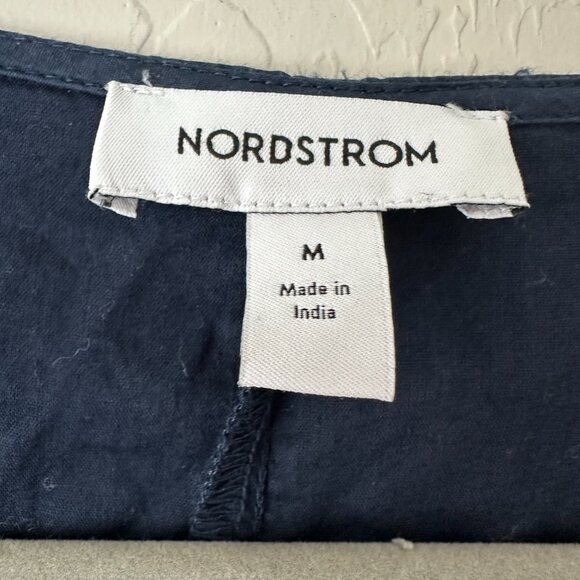 Nordstrom Silk/Cotton Navy Midi Dress - Picture 2 of 5
